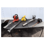 Craftsman Gas Leaf Blower, Paramount PB350 Corded Leaf Blower, Black and Decker 22 Inch Hedge Trimmer, and Toro Electric Blower