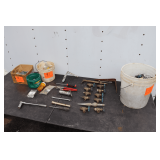 3/4 Inch Brass Water Valves, Acetylene Torch Head, Rivets, Champion Ratchet, Nails, and Misc.