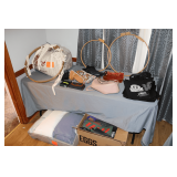 Hand Bags, Purses, Wallets, Embroidery Hoops, Bedding, and Linens