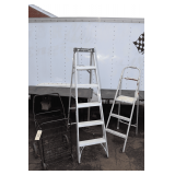 6 Ft. Aluminum Louisville Step Ladder, Folding Metal Cart, and 5 Ft. Folding Step Ladder