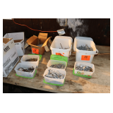4 Inch Springs, 3 Inch Deck Screws, 'S' Hooks, 3.5 Inch Galvanized Twist Nails, Bolts, and Misc. Nails