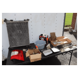 (2) Vehicle Mirrors, Radiator, Rear Tail Light, Nails, Files, AWP Work Belt Attachment, and Misc.