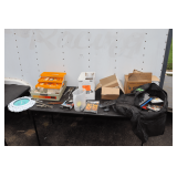 Banders, Dale Earnhardt Jr. Book of Letters, Syringes, Rebel Folding Tackle Box, Halloween Bat Wall Creations, DVDs, Duffle Bag, (2) Oil Lamps, and Misc.