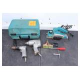 BesTools Air Powered Drill, 1/2 Inch Drive Air Powered Impact, Makita Power Planer, and Tool Box