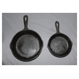 8.5 Inch Wagner Ware No. 5 Cast Iron Skillet and 6.5 Inch No. 3 Cast Iron Skillet