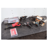 Chicago Reciprocating Saw, (2) Black and Decker Sander, Reciprocating Saw Blades, Black and Decker Drill, and Sears 3/8 Inch Drill