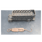 Cast Iron Double Decker Bus and Excelsior Spring Balance Sargent Scale