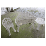 Cast Iron Chair, Bench, and Table