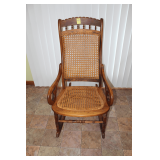 Rocking Chair with Woven Cane Bottom and Back