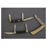 Smith and Wesson 2 Blade, Single Blade German Eye, and Boker 3 Blade Folding Pocket Knives
