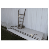 Antique 2 Wheel Hand Truck and (2) Metal Shepherd Hooks