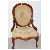Victorian Louis XV Style Ballon Back Tapestry Parlor Chair