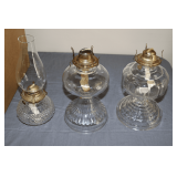 (3) Oil Lamps with Chimneys