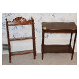 Cherry Three-Tier Hanging Shelf, and Two-Tier Wooden Side Table