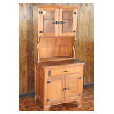 Wooden Step-Back Hutch with Metal Bottle Opener on Side