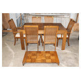 Dixie Furniture Wooden Dining Room Table, (6) Chairs, and Leaf