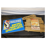 'Hot Dogs and Beer' Metal Sign on Wooden Frame and Walker Import Muffler Specialists Metal Sign