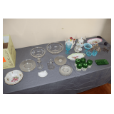 Clear Glass Bowls, Plates, Vinegar and Oil Cruets, Fenton Dishes, Pitchers and Misc.