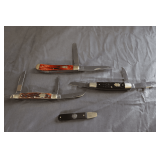 (2) German Eye, (1) Schrade 2 and 3 Blade Folding Pocket Knives, and German Eye Screw Driver
