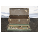Kennedy Metal Tool Box with Tray, Pliers, Punch, Allen Wrenches, and Misc.