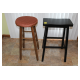 Cushioned Wooden Bar Stool and Wooden Saddle Seat Bar Stool