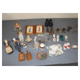 Figurines, Pictures, Ceramic Boots, Brass Shoes, Porcelain Doll Pieces, and Misc.