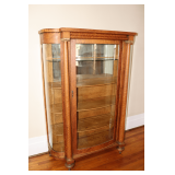 Tiger Oak Quarter Sawn Curio Display Cabinet on Wheels