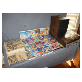 Craig Stereo with 8 Track Tapes Player, DVD's, Disney VHS Tapes, and Historical Event Newspapers