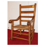 Wicker Bottom Ladder Back Wooden Rocking Chair