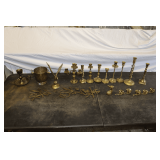 Brass Candle Stands, Eagle Figurine, Wall Hangings, Pot, and Misc. Brass Pieces