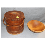 Victor H. Schiad Co. Firkin Sugar Chest and Wooden Dough Bowl
