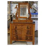 Victor H. Schiad Step Back Walnut 3 Drawer Dresser with Wishbone Mirror