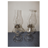 (2) Oil Lamps with Chimneys