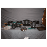 Mirro and Circulon Frying Pans, Pots, Lids, and (2) Baking Sheets