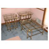 (2) Glass Top End Tables and Glass Top Coffee Table