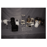 Oster Blender, Dual-Speed Food Processor, Toaster, Coffee Maker, George Foreman Griddle, Sunbeam Mixmaster, Brita, Sunbeam Slow Cooker, and Misc.