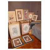 30 Inch W x 36 Inch T Mirror, Bertrand, Hanes, and Misc. Artist Framed Floral Pictures