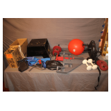 Abflex, Himaly Desk Bike, Weights, Wooden Step, Jump Rope, Ankle Weights, and Misc.