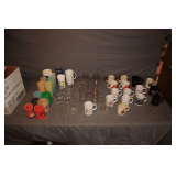 Glass Beer Mugs, Plastic Cups, Coffee Mugs, Koozies, Glasses, and Misc.