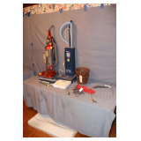 Eureka Vacuum, Regina 7000 Vacuum, Wicker Waste Basket, Scale, and Misc.