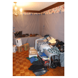 Size 7.5 Shoes and Boots, The Window Door Center Duffle Bag, Sweaters, Size 46 Members Only Jacket, Various Size Pants, Shorts, Shirts, Dress Shirts, Various Size Jackets, and Misc. Clothes