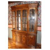 Wooden Two-Piece China Cabinet with Lights