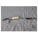 Case XX 62042 SSP Fixed Blade Two Blade Pen Knife and Schrade Scrimshaw Series Model SC506 Two Blade Barlow Pocket Knife