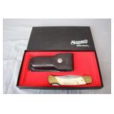 Schrade Scrimshaw Lockback One Blade Pocket Knife with Sheath