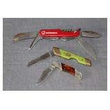 Imperial Providence R.I. Timberline Multi-Tool Pocket Knife, Valor 'Pony II Knife' One Blade Pocket Knife, and Taylor Cutlery Elk Horn Surgical Steel 'Shark III' Pocket Knife