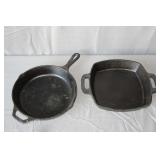 10.5 in. Lodge Cast Iron Skillet and 10.5 in. Emeril Cast Iron Square Cast Iron Skillet