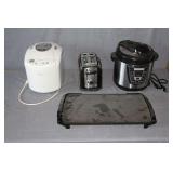 Power Cooker 6 Quart Digital Pressure Cooker, Presto Electric Skillet, Hamilton Beach Toaster, and Sunbeam Breadmaker