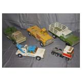Nylint Farms Truck, Nylint 24 Hour Service Wrecker, Nylint Road Builders Mobile Crane Truck, and Misc. Model Trucks
