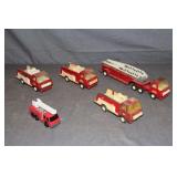 (3) Tonka Mini Pumper Fire Trucks, Tonka Mini Fire Truck with Aerial Ladder, and Tonka Mini Fire Truck with Extending Ladder