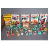 (4) Kellogg's Corn Flakes Boxes, Richard Petty Cheerios Box, and Misc. Die Cast Pencil Sharpener Empty Boxes